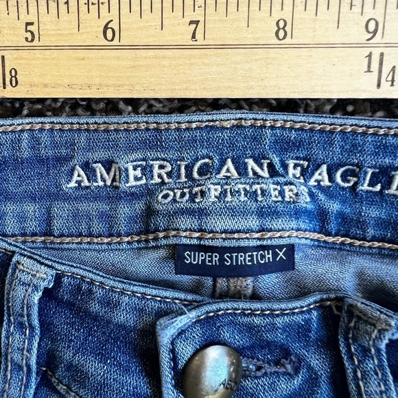 American Eagle Blue Jeggings Distressed Slim Fit - Picture 2 of 7